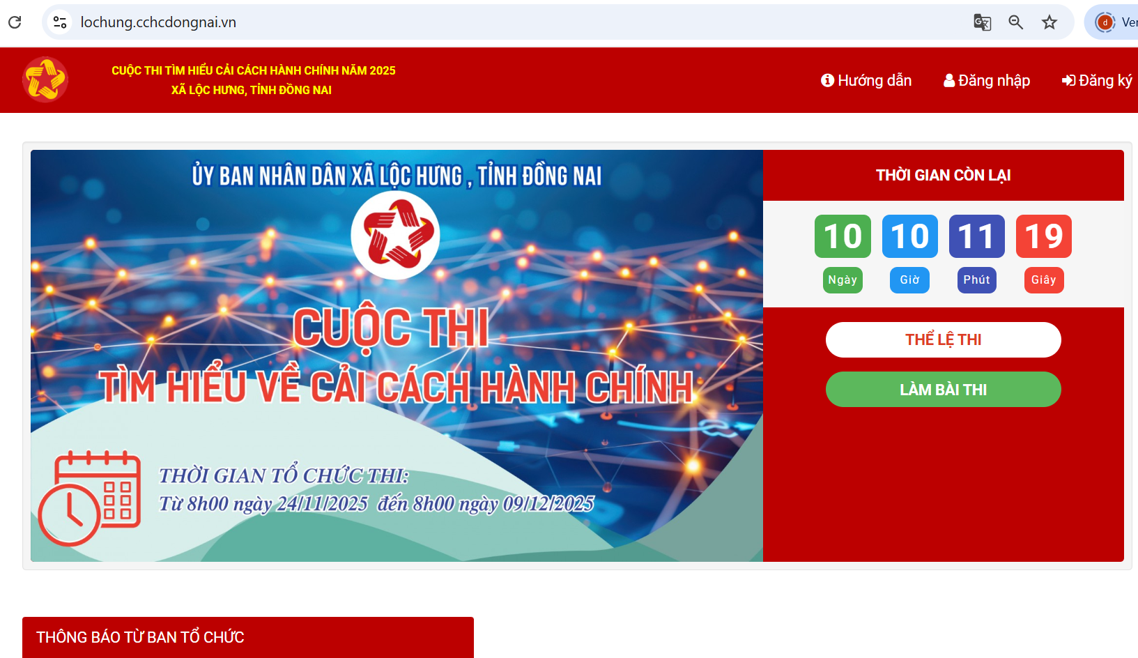 Cuoc thi CCHC xa Loc Hung